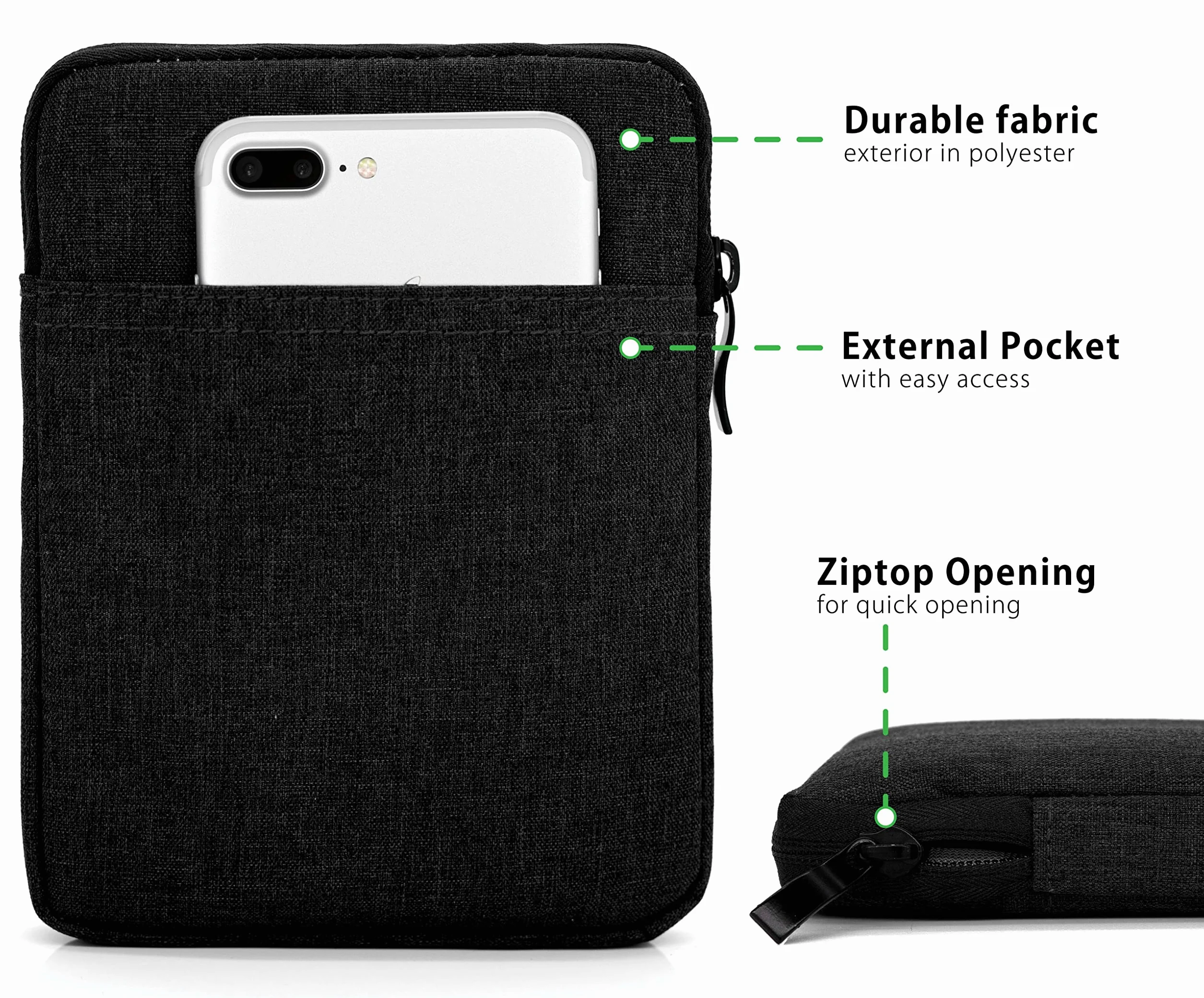 MyGadget Borsa Nylon per Tablet fino a 11 Pollici - Custodia Protettiva per 26 x 19,5 cm - es. iPad, Samsung Galaxy Tab S7 A7 - Sleeve in Nero