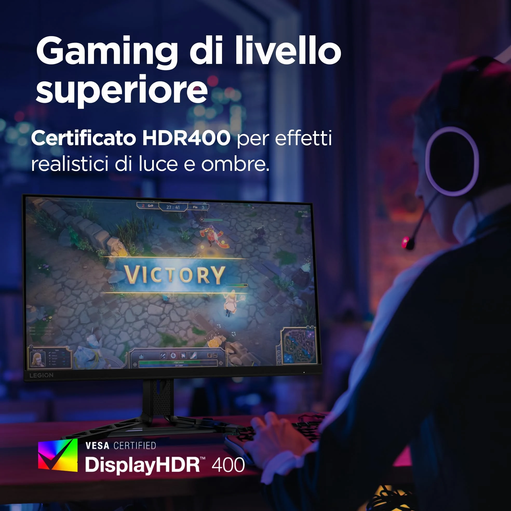 Lenovo Legion R27qe Gen 2 | Monitor Gaming 27" QHD (2560x1440), 200Hz, 0.5ms, IPS, 2x HDMI 2.1 e DisplayPort 1.2, Cavo DisplayPort incluso - Ideale per Esport, FPS e Console