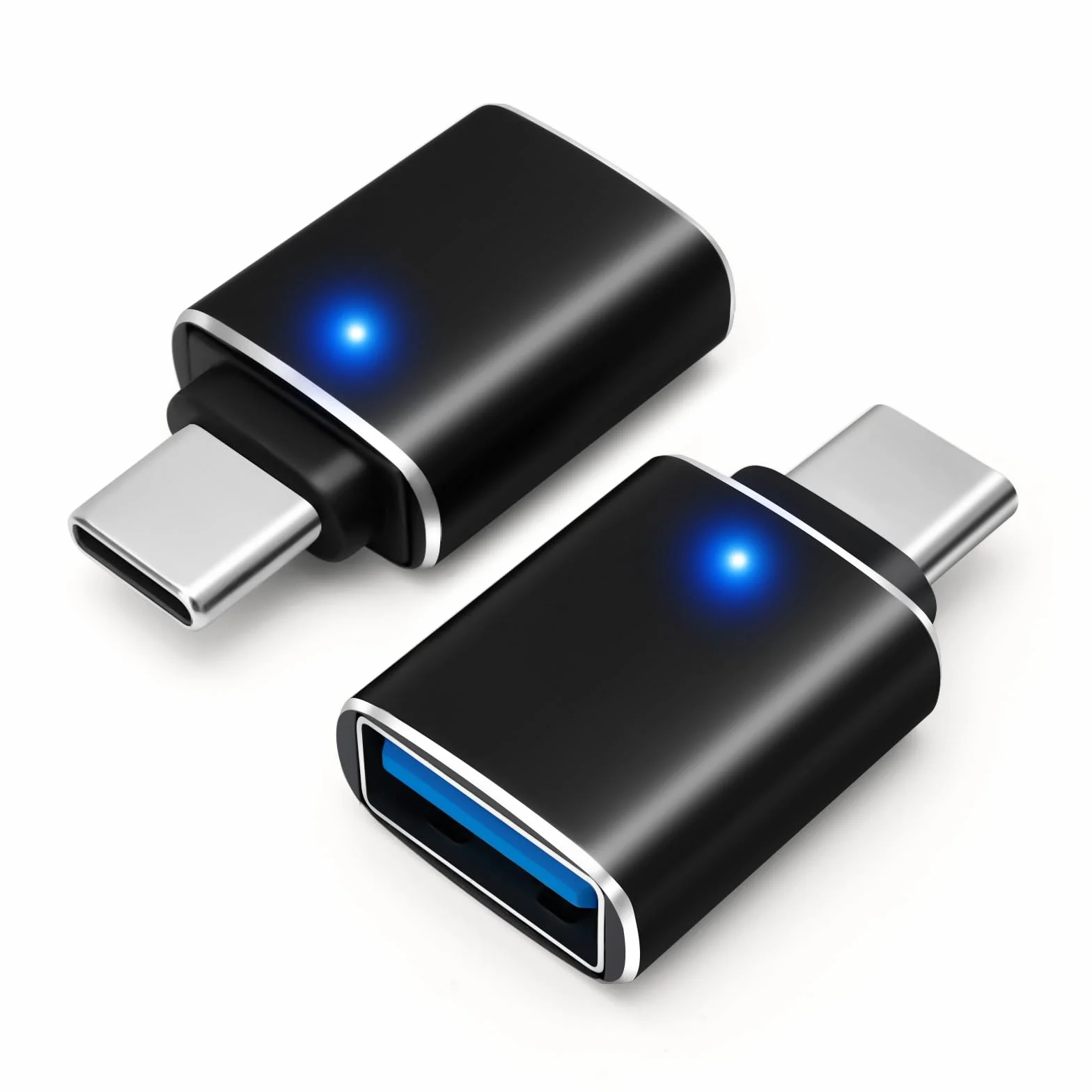 Adattatore da USB-C a USB-A Set da 2, USB C Maschio a USB 3.0 Femmina, Supporto OTG Nero
