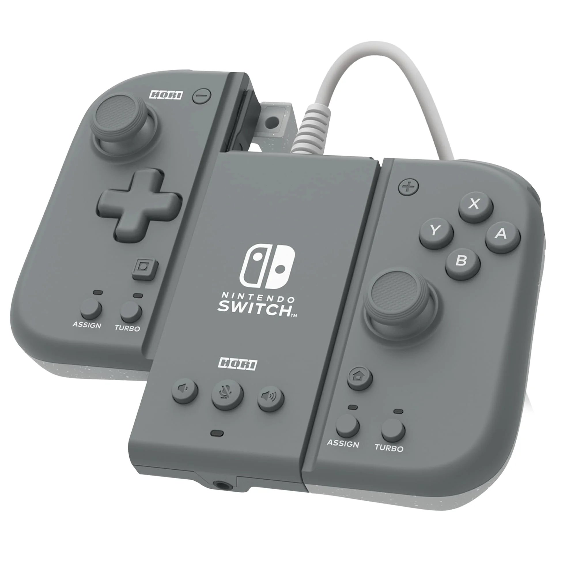 HORI Split Pad Compact Attachment Set (Cenere) Controller ergonomico per la modalita' portatile con adattatore cablato per Nintendo Switch/OLED - Licenza ufficiale Nintendo