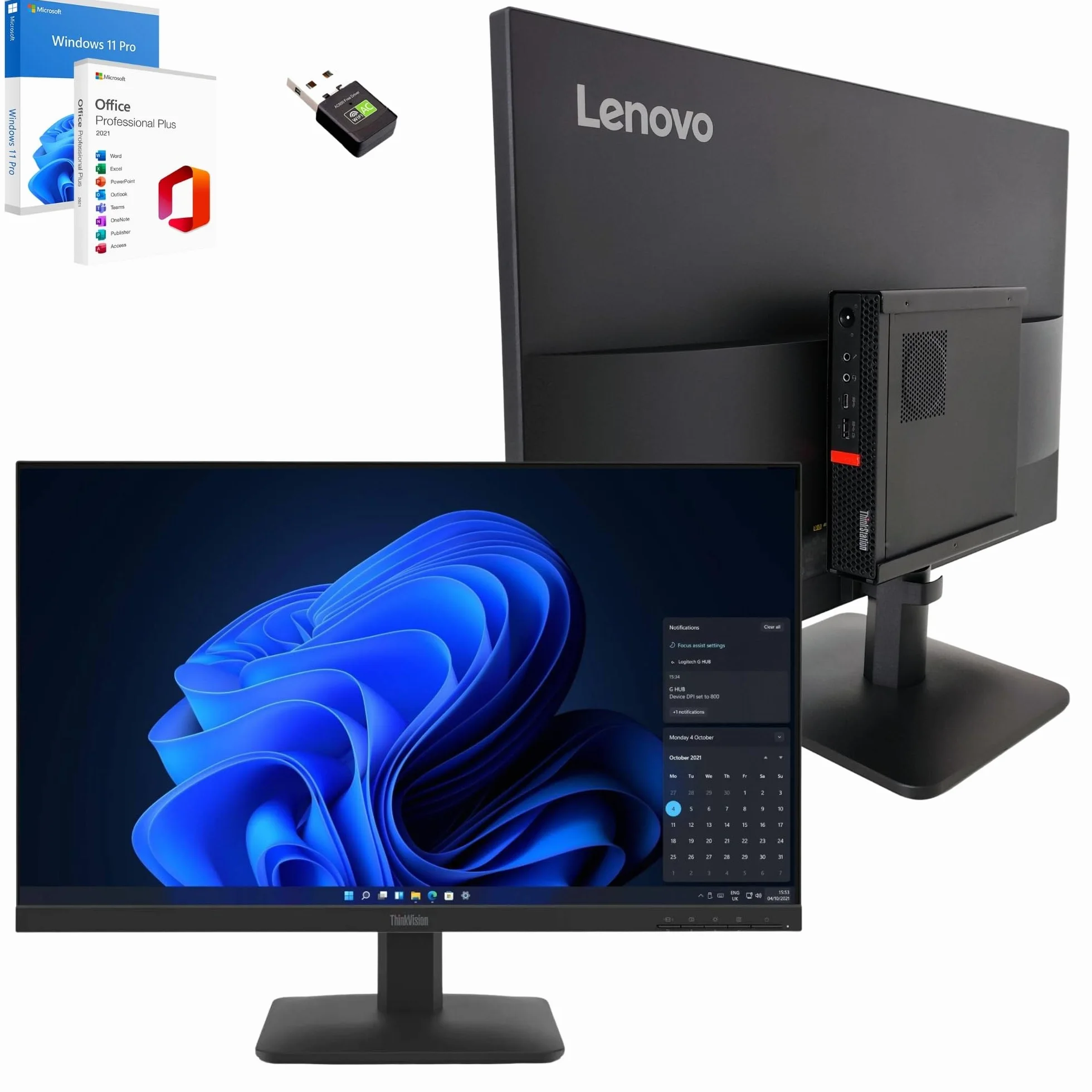 Lenovo 27 Pollici Computer i5 8500 16GB RAM 512GB SSD Win 11 Pro Office 2021 Pro
