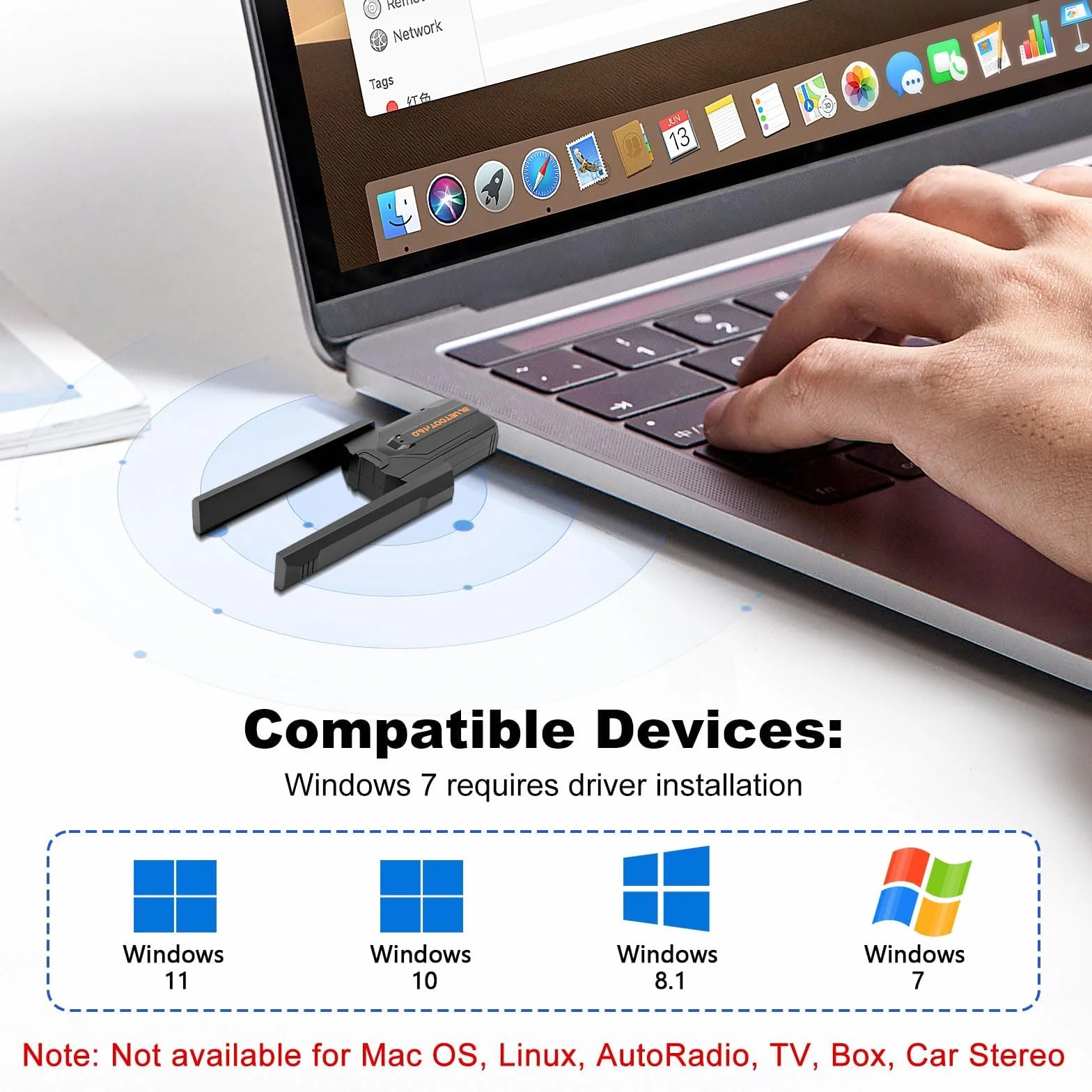 Adattatore Bluetooth 6.0 USB Dongle per PC, chiavetta USB Bluetooth per mouse, supporta fino a 5 dispositivi contemporaneamente, ampia portata, bassa latenza, compatibile con Windows 11/10/8.1, doppia