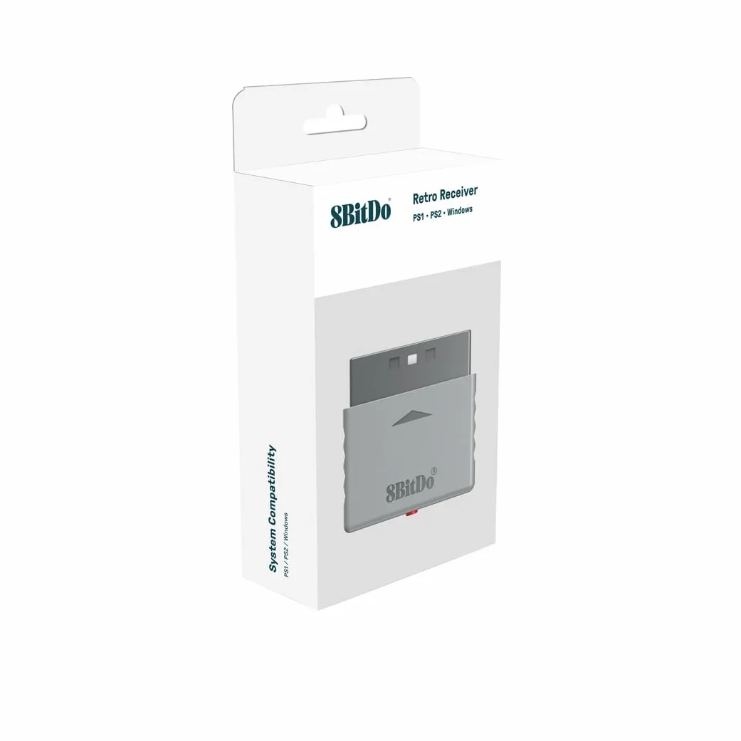 8Bitdo Ricevitore Bluetooth Retrò per PS1 PS2 e Windows, Compatibile con Xbox, Switch Pro e Controller PS5/PS4