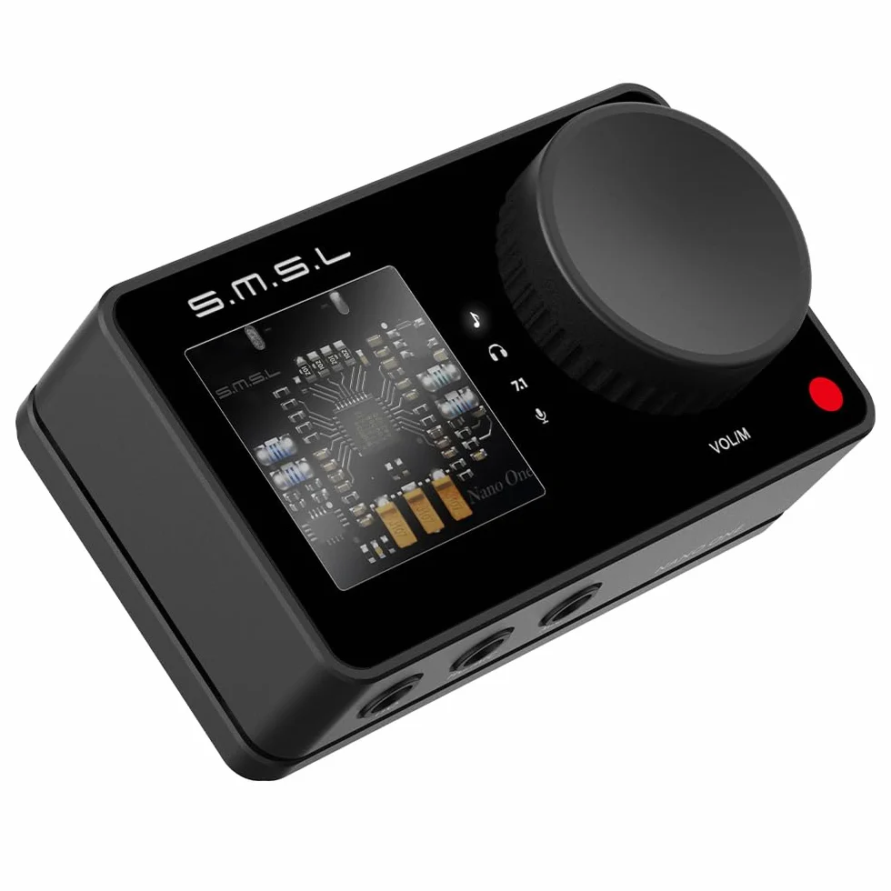 SMSL Nano ONE Pro Scheda audio esterna, chip Hi-Fi DSP, suono surround virtuale 7.1, per Windows/Mac/telefono/Live Stream/giochi, uscita cuffie da 3,5 mm, ingresso microfono, plug and play, senza