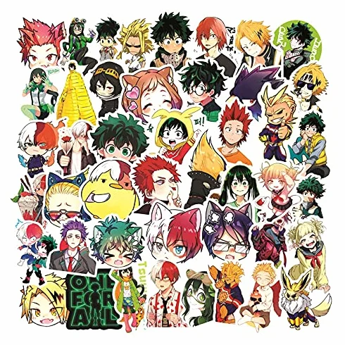Collezione di My Hero Academia Adesivi 50 pezzi per valigia Skateboard Laptop Computer Bottiglie d'acqua Auto Adolescenti Ragazzi Ragazze Decal Adesivo impermeabile