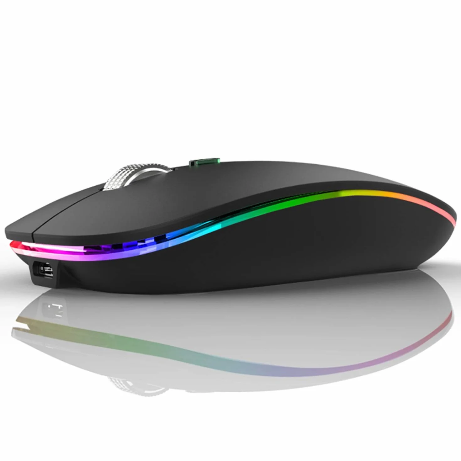 Uiosmuph Mouse Senza Fili Bluetooth, BT5.1+BT5.0+2.4G Ricaricabile Mouse Senza Fili Ottico Piccolo Portatile con Mouse USB per per Notebook, PC, Laptop, Computer, MacBook(Nero Opaco)