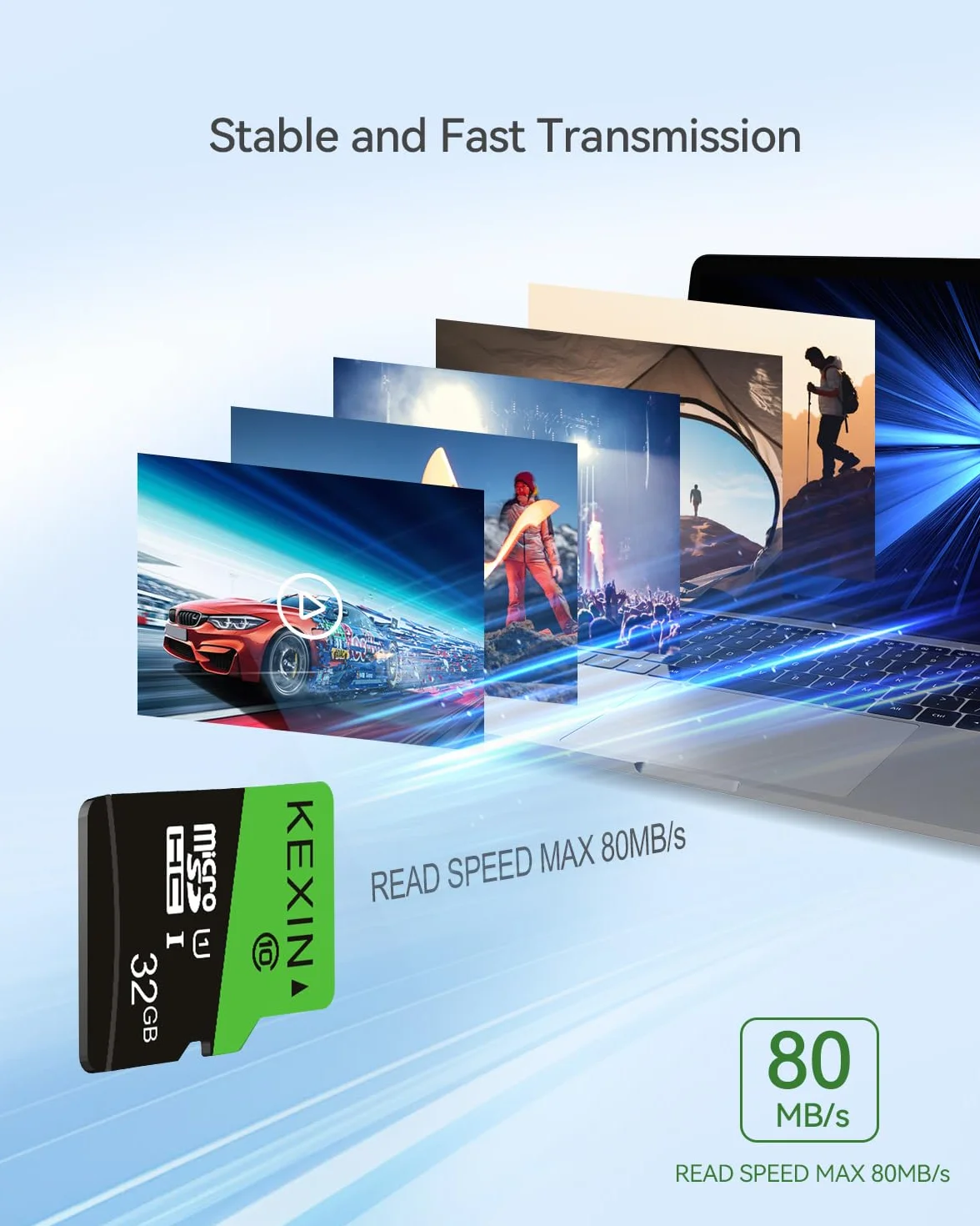 KEXIN Micro SD 32GB, Scheda Micro SD 3 Pezzi, Scheda di Memoria microSDHC e Adattatore SD, U1, C10 Micro SD Card Confezione da 3