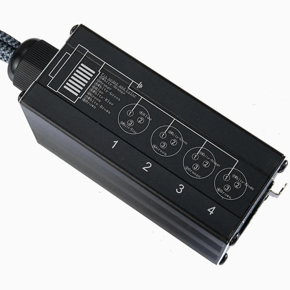 XLR maschio/femmina 4 canali Snake 3Pin XLR/to Ethercon RJ45 Cat5/Cat6 Ethernet Extender (1 paio) nero