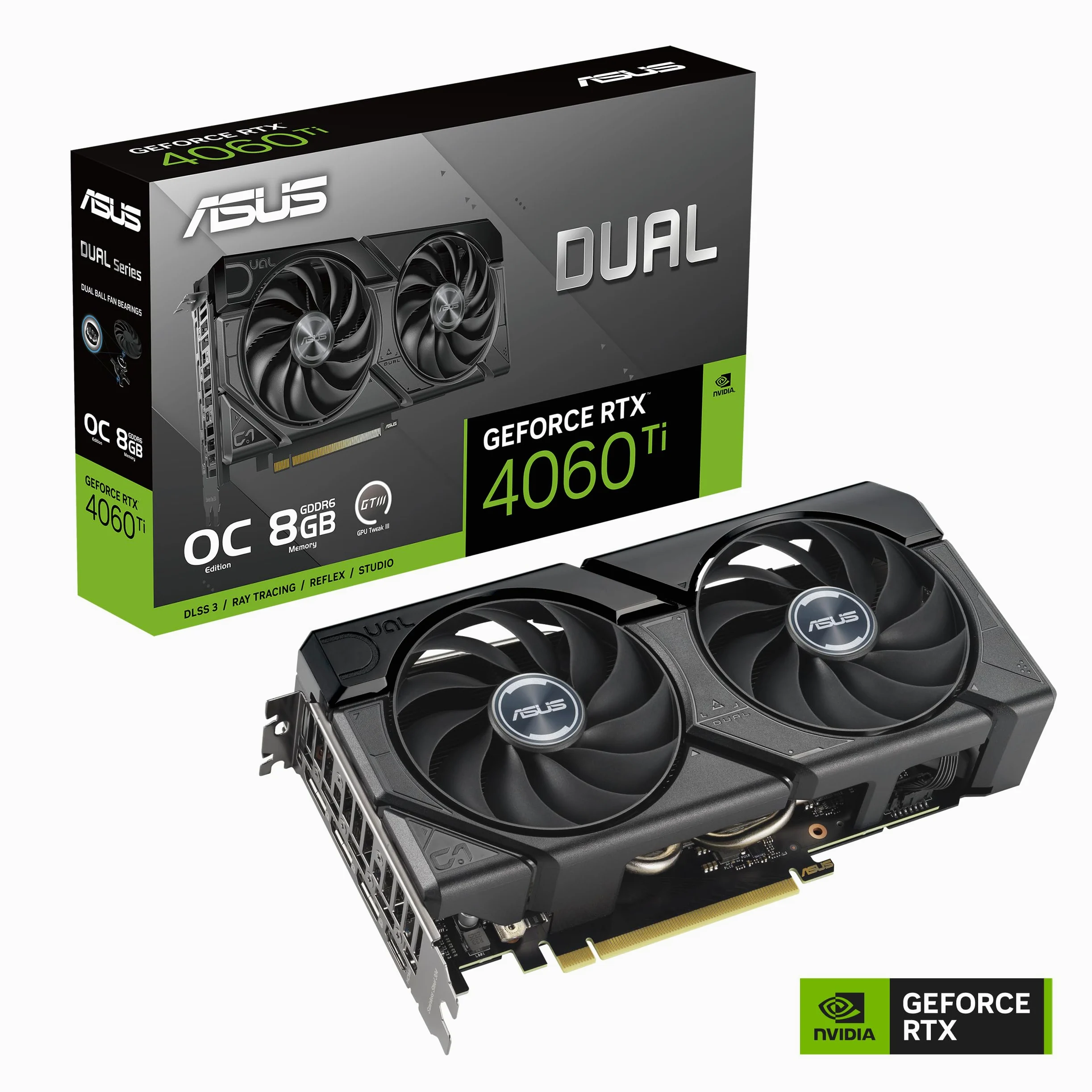 ASUS DUAL NVIDIA GeForce RTX4060 TI EVO OC Edition Scheda Grafica, 8 GB GDDR6 128-bit 18 Gbps PCIE 4.0, GPU Tweak III, DUAL-RTX4060TI-O8G-EVO