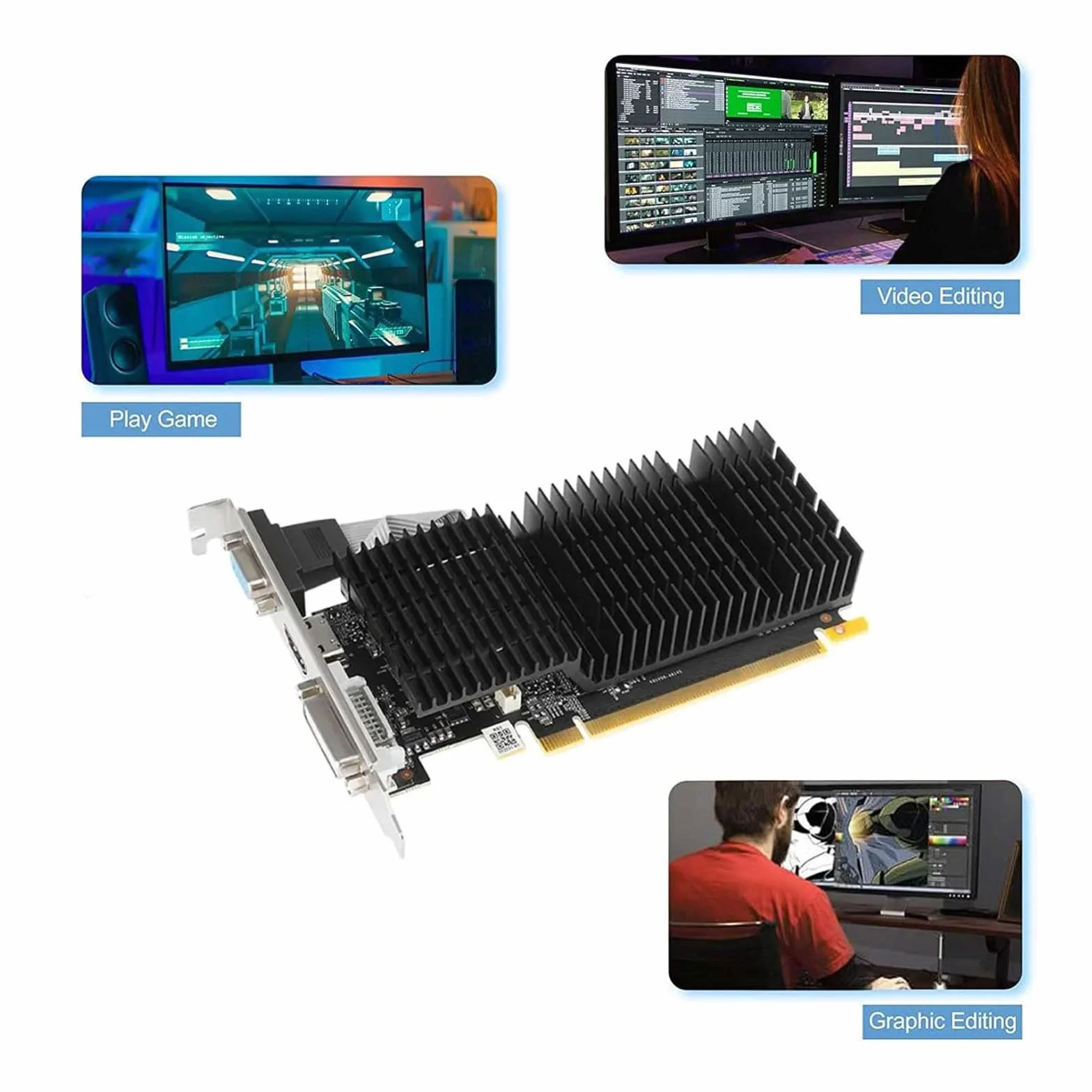 Nuwo Scheda Grafica GT730 GT 730 4 GB DDR3 64 bit 902MHz, Scheda Video GPU per PC, DVI, HDMI, VGA, PCI Express 2.0, Supporta DirectX 11, Bulk
