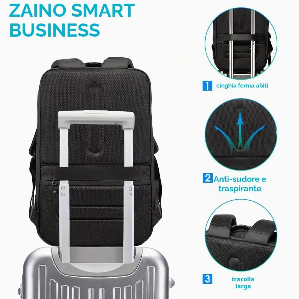 BG FUTURE AESTHETICS BANGE Smart Business Zaino da viaggio impermeabile con porta di ricarica 3.0 per uomini e donne
