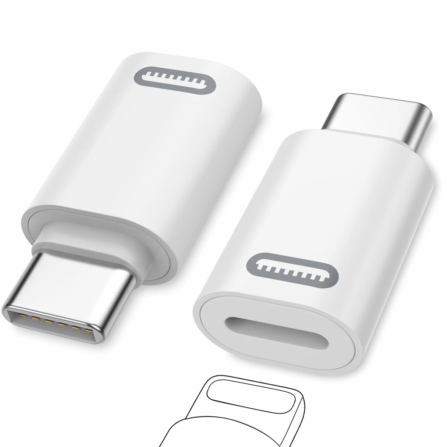 MoKo Adattatore da Lightning Femmina a USB C per iPhone 17 Air 16 15 Pro Max Plus iPad Ricarica Rapida Bianco