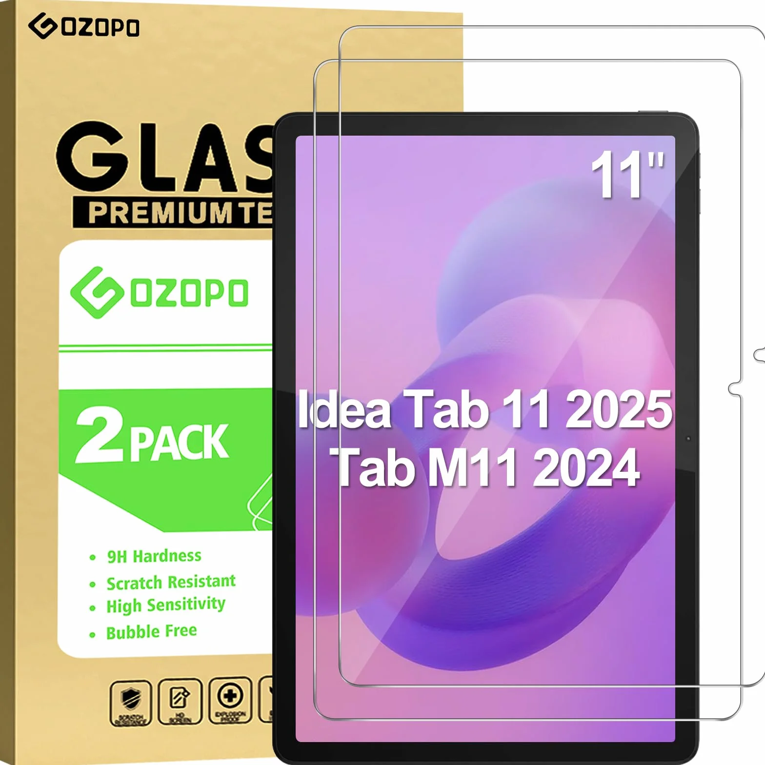 Pellicola Protettiva Lenovo Tab M11 2024 Idea Tab 2025 11 Pollici HD chiaro Durezza 9H Senza Bolle 2-Pezzi