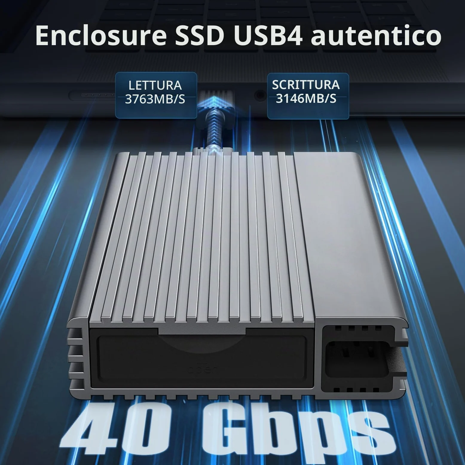 ZIKE Alloggiamento SSD da 40 Gbps M.2 NVMe USB4 fino a 3811 MB/s in alluminio Z666, compatibile con Thunderbolt4 M.2 M-Key 2280, USB4 USB3.2 Gen2/Gen1 PCI-E Gen 4x4