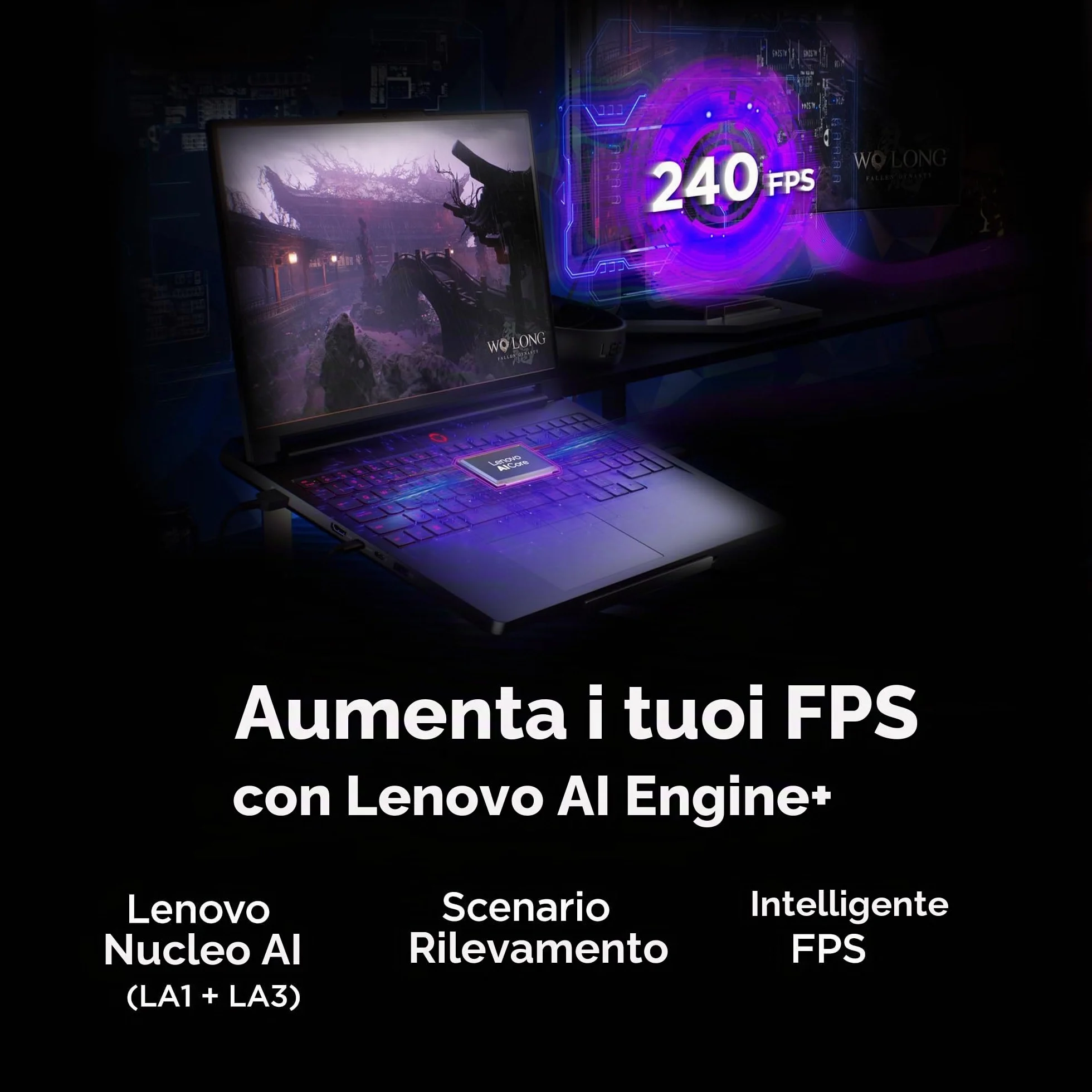 Lenovo Legion Pro 7i – Notebook da Gaming con Intelligenza Artificiale – Intel® Core Ultra 7 255HX – Display OLED WQXGA PureSight da 16" – 240Hz – NVIDIA® GeForce RTX™ 5070 Ti – Memoria 32GB