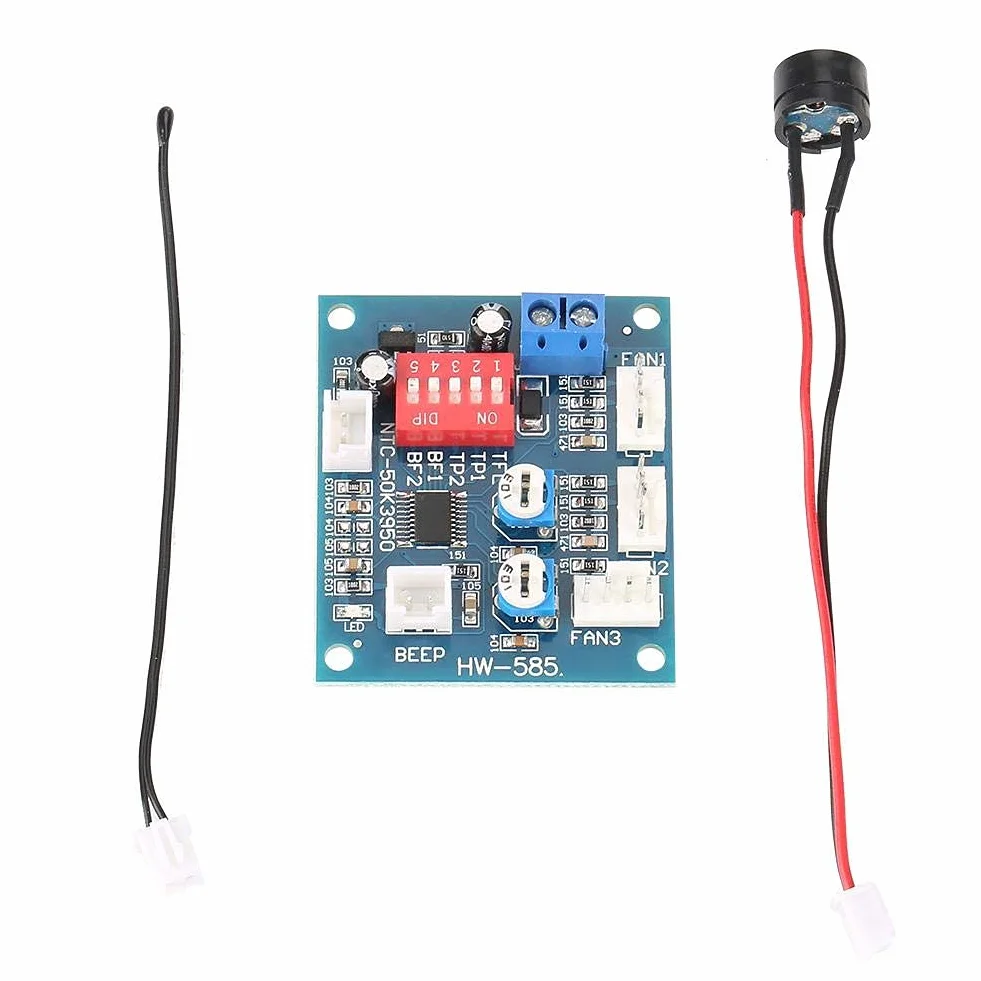 Modulo Regolatore Velocità Ventola PWM, Regolatore Ventola Termostato DC12V a 4 fili con sensore Scheda Regolatore fai-da-te per PC + funzione Allarme Sonda Buzzle