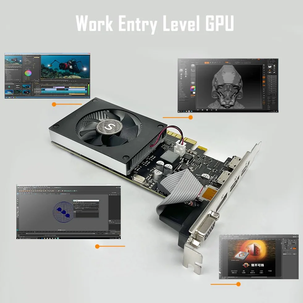 GT 730 4GB Scheda Grafica, 2 HDMI, DisplayPort, VGA, DDR3 64-bit, Scheda Video Low Profile PC, Computer GPU, Bassa potenza, PCI Express x8, DirectX 12
