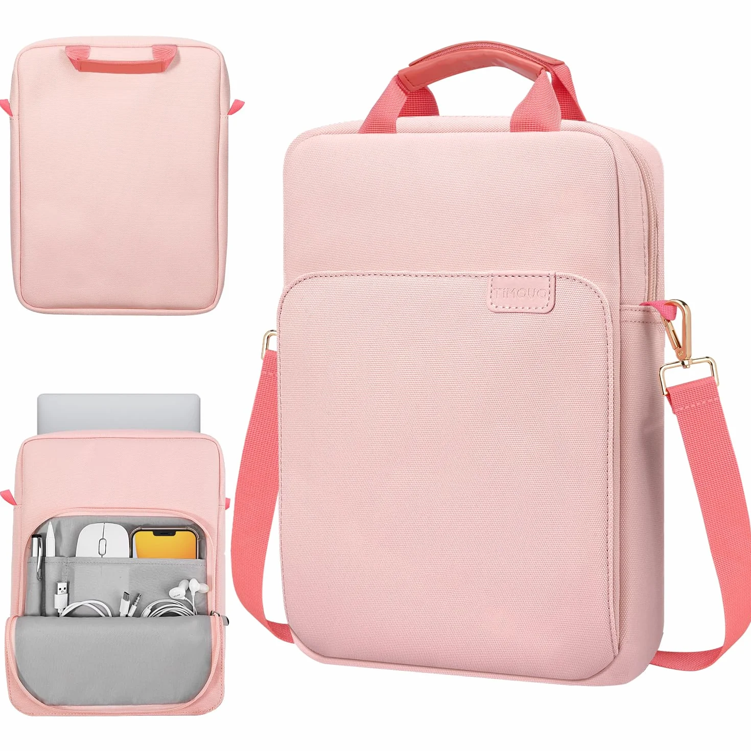 TiMOVO Custodia per Laptop per MacBook Air 13 pollici 2026 Modello A3449/A3240 con Chip M5/M4, Borsa da Trasporto con Manico e Tracolla, Rosa