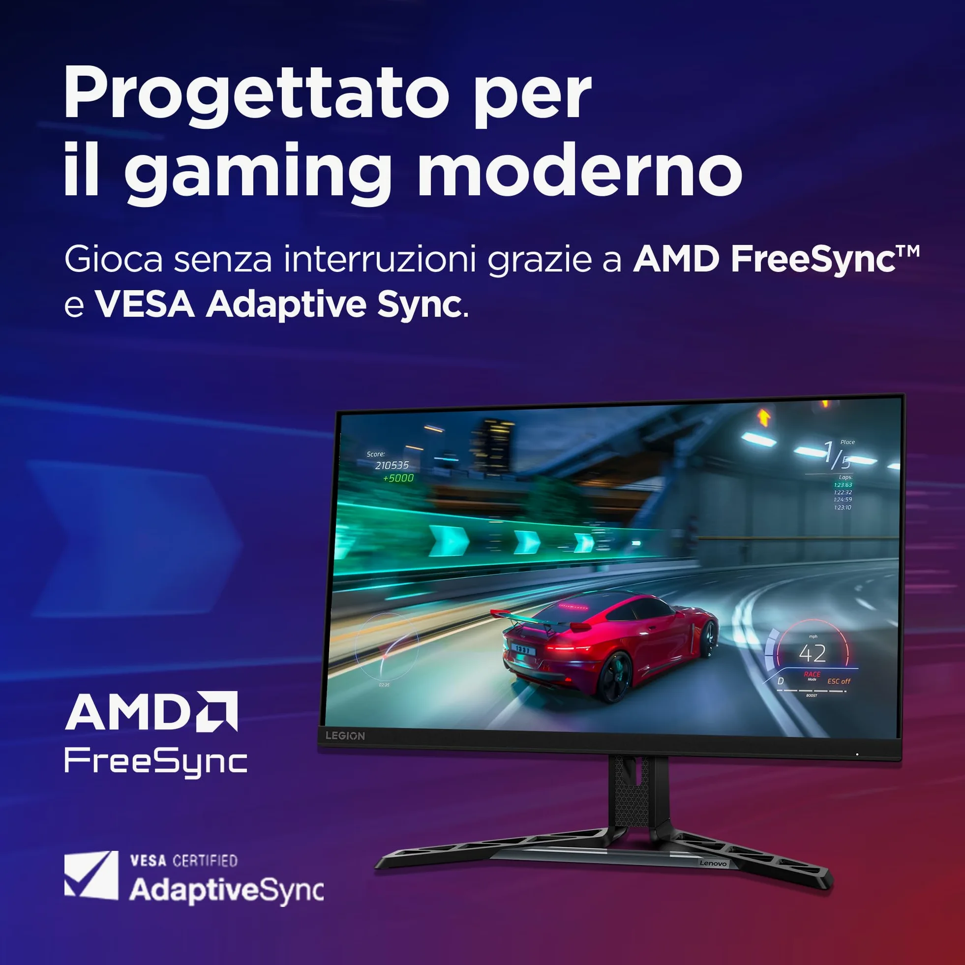 Lenovo Legion R27qe Gen 2 | Monitor Gaming 27" QHD (2560x1440), 200Hz, 0.5ms, IPS, 2x HDMI 2.1 e DisplayPort 1.2, Cavo DisplayPort incluso - Ideale per Esport, FPS e Console