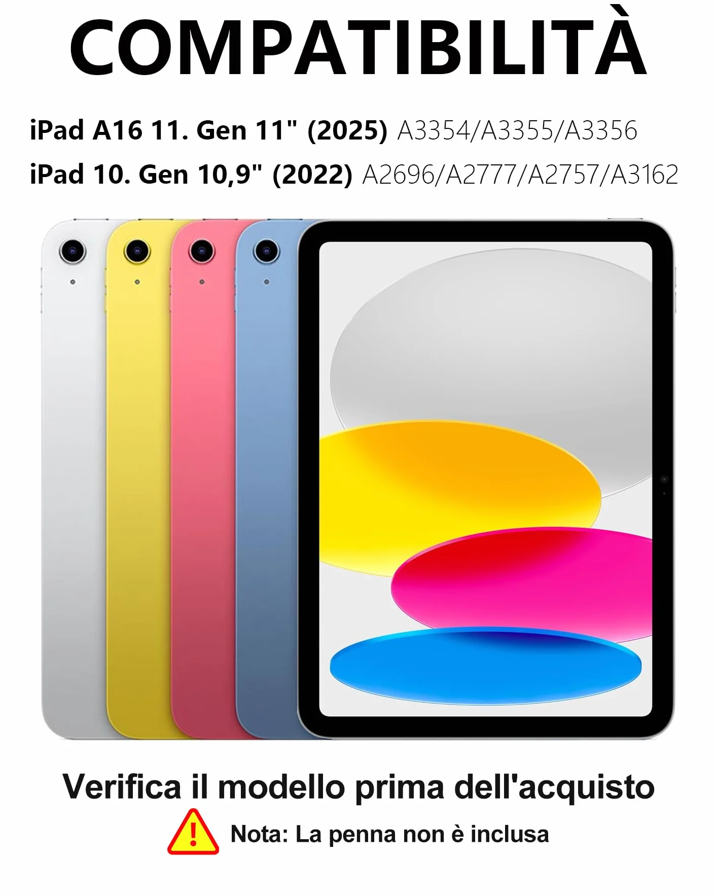 Cover con Tastiera per iPad A16 11" Gen (2025) e 10.9" Gen (2022), Italiano QWERTY, Senza Retroilluminazione e Senza Touchpad, Bluetooth 5.0, con Porta Penna Sottostante, Grigio Chiaro